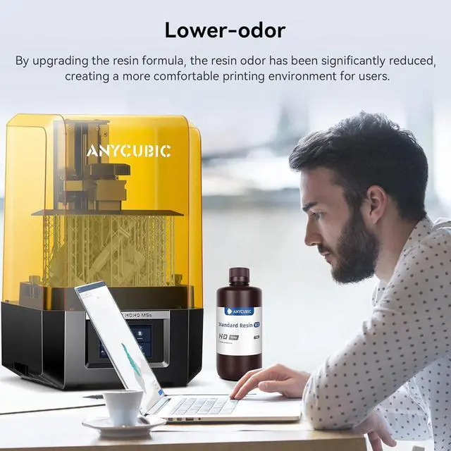 Alt view image 3 of 7 - ANYCUBIC 3D Printer Resin, Upgraded 8K Standard Resin V2, Enhanced Toughness and Strength, Lower-Odor, High Precision 3D Printing Resin for All LCD Resin 3D Printers (Grey, 500g)