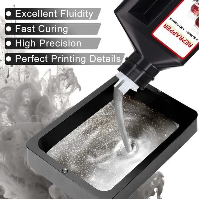 Alt view image 2 of 6 - Silver MetalShift 3D Printer Resin 405nm Fast UV-Curing Standard Photopolymer 3D Printing Resin with Metallic Shine for LCD Printer, Argent Aura 1000g