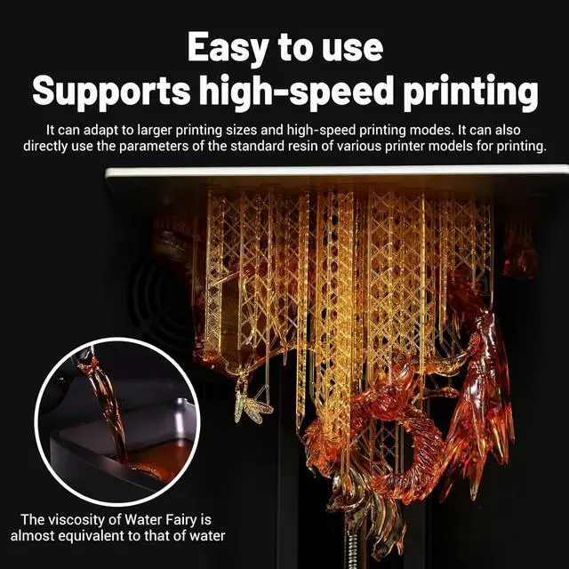Alt view image 4 of 7 - RESIONE 3D Printer Resin, Water Fairy Water-Washable Resin with High-Speed Printing Excellent Fluidity and Almost Odorless Printing Resin