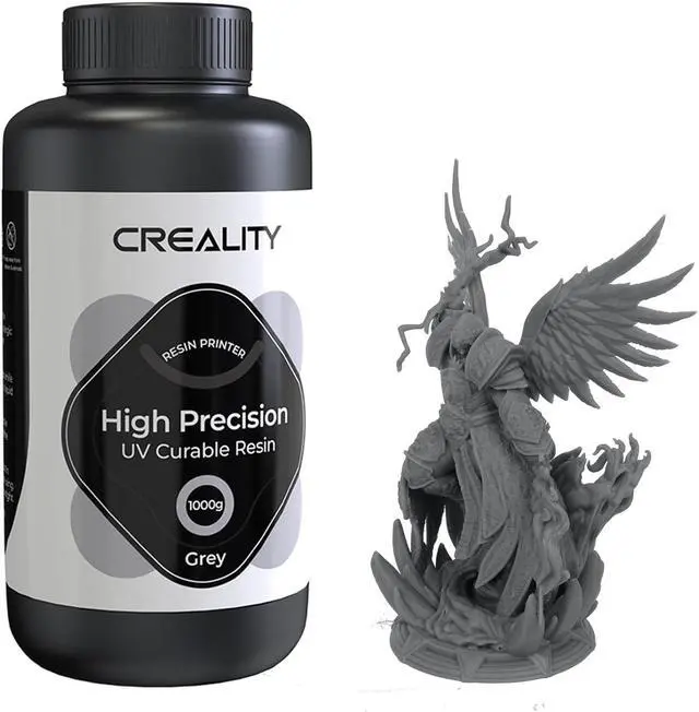 Main image of Creality 8K Resin for Halot-Mage, 1kg(2.2lbs) 3D Printer Resin High Precision for 8K/10K/12K LCD 3D Printing 405nm UV-Curing Resin, Low Shrinkage, Showcase Models & Works (Grey)