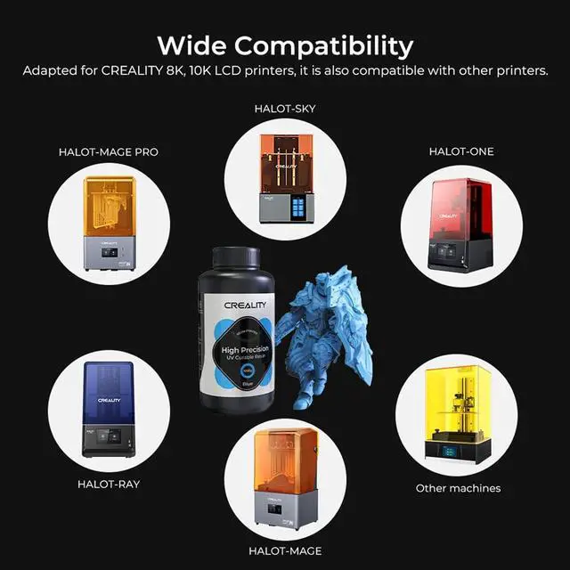 Alt view image 6 of 7 - Creality 8K Resin for Halot-Mage, 1kg(2.2lbs) 3D Printer Resin High Precision for 8K/10K/12K LCD 3D Printing 405nm UV-Curing Resin, Low Shrinkage, Showcase Models & Works (Grey)