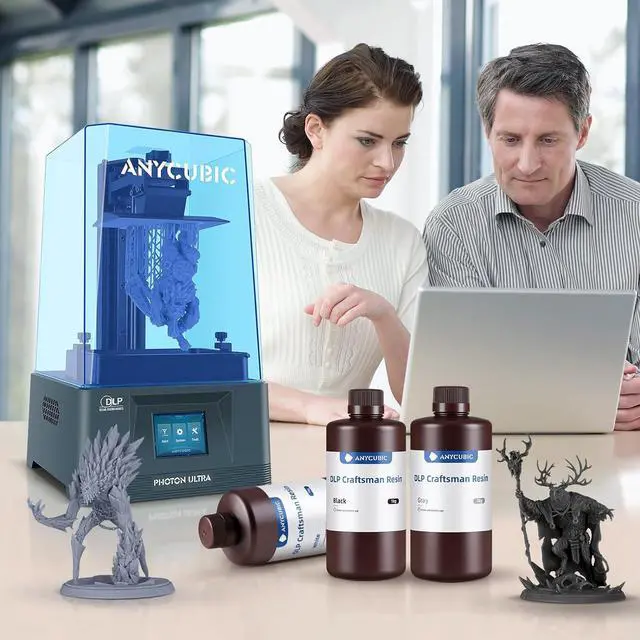Alt view image 7 of 7 - ANYCUBIC 3D Printer Resin, 365-405nm DLP UV-Curing Resin for Photon Ultra/Photon D2, High Precision and Fast Curing Craftsman Resin for DLP LCD SLA 3D Printing, 8K Capable (Grey, 1000g)