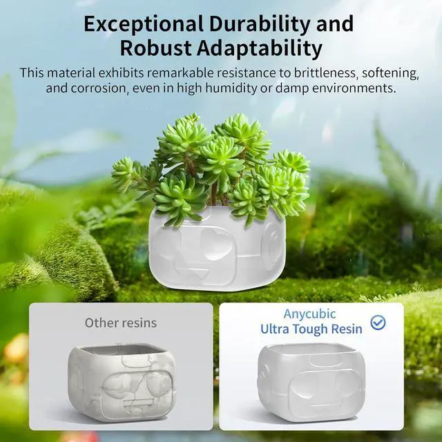 Alt view image 7 of 7 - ANYCUBIC Ultra Tough Resin, 3D Printer Resin with Strong Impact Resistance and High Flexibility, Suitable for Direct Use or as an Additive, Wide Compatible for LCD Resin 3D Printers (Clear, 1kg)