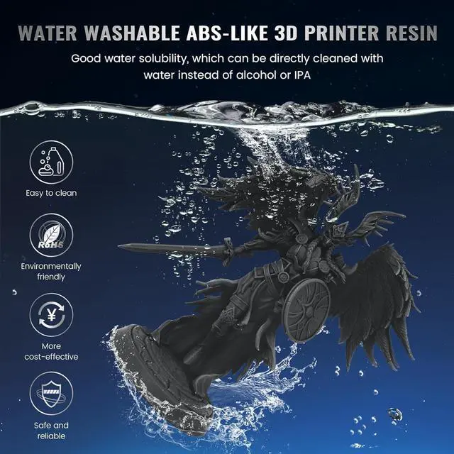Alt view image 5 of 7 - JAYO Water Washable ABS-Like Resin Black + White 2000g, Toughness & Easy Water Wash, High-Precision, Low-Shrinkage Formula with Fast Curing, Universal LCD/DLP/SLA Printer Compatible, 1kg*2