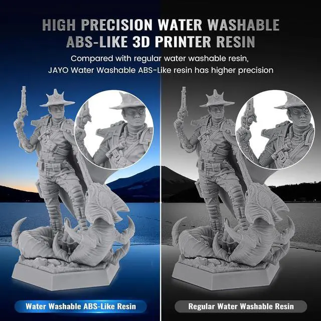 Alt view image 3 of 7 - JAYO Water Washable ABS-Like Resin Black + White 2000g, Toughness & Easy Water Wash, High-Precision, Low-Shrinkage Formula with Fast Curing, Universal LCD/DLP/SLA Printer Compatible, 1kg*2