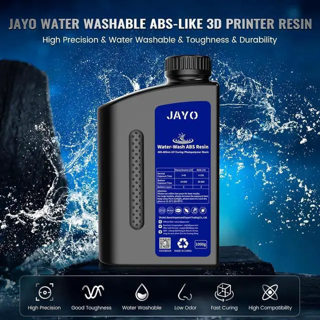 Alt view image 2 of 7 - JAYO Water Washable ABS-Like Resin Black + White 2000g, Toughness & Easy Water Wash, High-Precision, Low-Shrinkage Formula with Fast Curing, Universal LCD/DLP/SLA Printer Compatible, 1kg*2