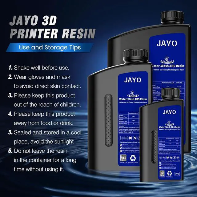Alt view image 7 of 7 - JAYO Water Washable ABS-Like Resin Black + White 2000g, Toughness & Easy Water Wash, High-Precision, Low-Shrinkage Formula with Fast Curing, Universal LCD/DLP/SLA Printer Compatible, 1kg*2