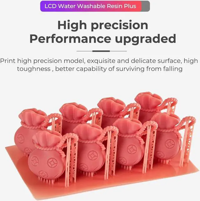 Alt view image 6 of 7 - Creality Water Washable Resin, 1KG High Precision 3D Printer Resin with Low Viscosity, LCD UV-Curing Resin 405nm Standard Photopolymer Resin for LCD 3D Printing (Grey)
