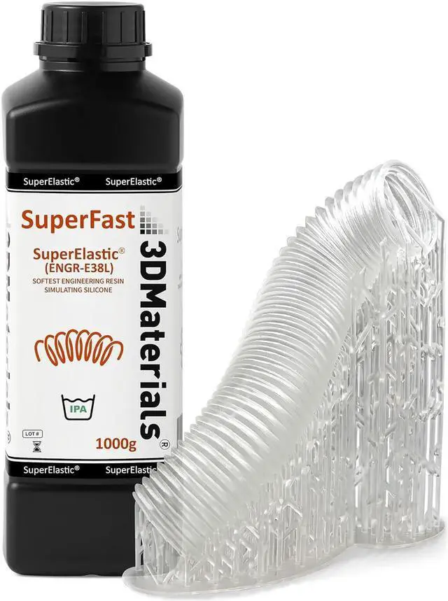Main image of SuperElastic 3D Printer Resin, Softness 60A Simulating Soft Silicone, Made in Korea by 3DMaterials (1000g, Clear)
