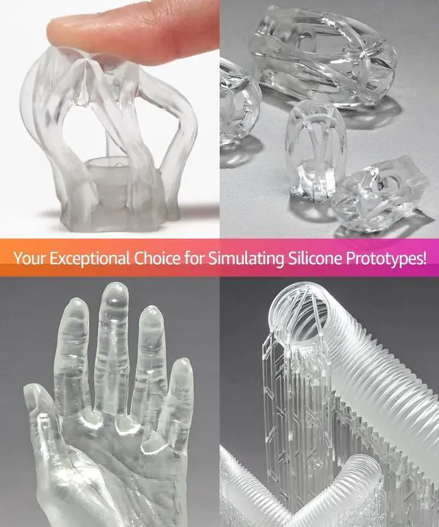 Alt view image 4 of 7 - SuperElastic 3D Printer Resin, Softness 60A Simulating Soft Silicone, Made in Korea by 3DMaterials (1000g, Clear)