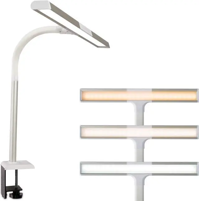 Main image of OttLite LED Desk Lamp with Sturdy Clamp - Extra Wide Lighting, Dimmable with 5 Brightness Settings & Energy Efficient Natural Daylight LEDs for Home Office, Computer Desk, Dorms & Workbench