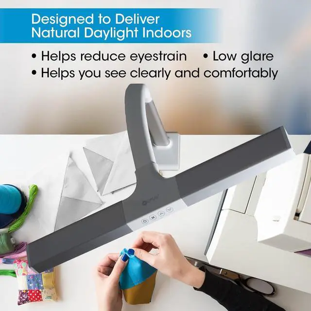 Alt view image 3 of 7 - OttLite LED Desk Lamp with Sturdy Clamp - Extra Wide Lighting, Dimmable with 5 Brightness Settings & Energy Efficient Natural Daylight LEDs for Home Office, Computer Desk, Dorms & Workbench