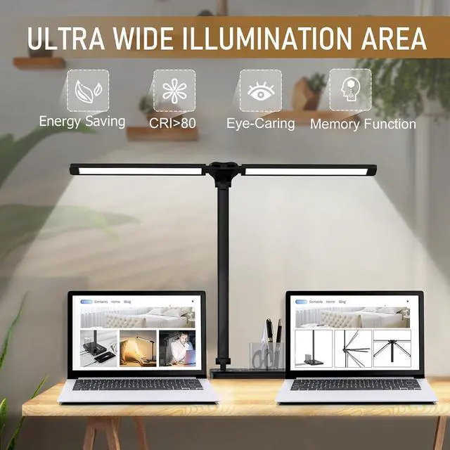 Alt view image 3 of 7 - Dimmable LED Desk Lamp with USB Charging Port, 50 Lighting Modes Dual Swing Arm Architect Table Lamp Light Desk Lamp for Home Office Dorm Piano Nail
