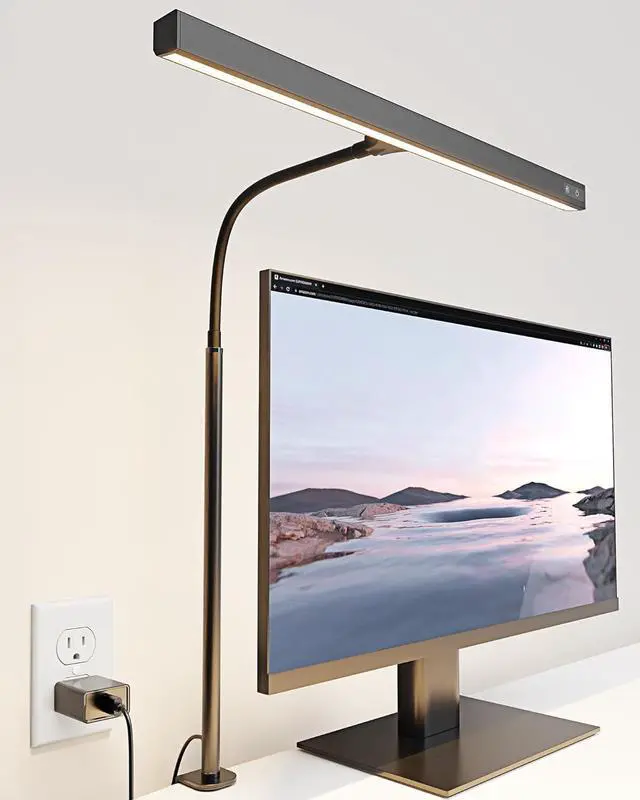 Main image of SUPERDANNY LED Desk Lamp for Office Home, Eye-Caring Desk Light with Adjustable Gooseneck, 12W Touch Control Dimmable Brightness, Architect Clamp Lamp with USB Adapter for Reading Study Workbench