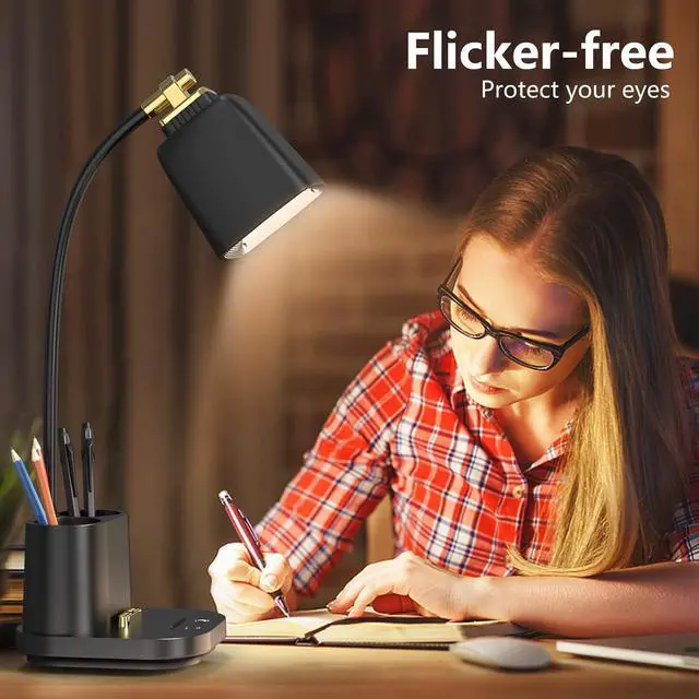 Alt view image 7 of 7 - LED Desk Lamp with USB Charging Port Touch Control 3 Color Modes, Stepless Dimming,Eye-Caring LED Table Lamp for Home,Office,Bedroom,Reading,Work,Study,Gooseneck Lamp, 5V, 2.4A