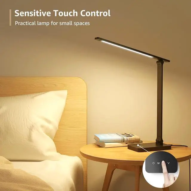 Alt view image 5 of 7 - Lepro LED Desk Lamp for Home Office, 9.5W 750LM Metal Touch Control Desk Light, 5 Color Modes 5 Brightness Level, Eye Caring Task Lamp For Reading, Sewing, Crafts, School Supplies, Puzzle Light, Black