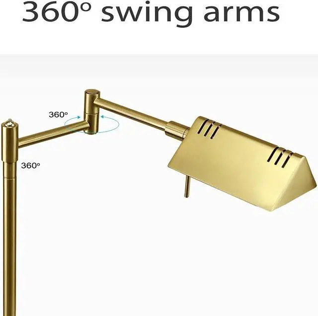 Alt view image 4 of 7 - Bright LED Pharmacy Table Lamp, Full Range Dimming, 12W LED, 360 Degree Swing Arms, Desk, Reading, Craft, Work Lamp, ETL Tested, Brushed Nickel