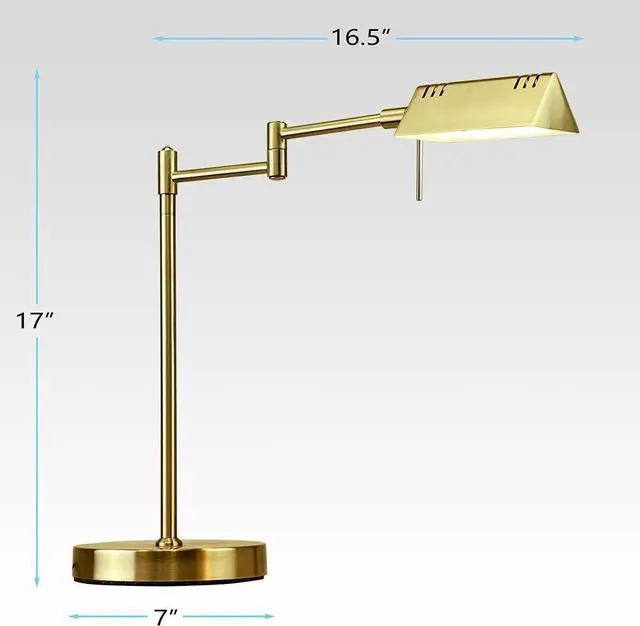 Alt view image 7 of 7 - Bright LED Pharmacy Table Lamp, Full Range Dimming, 12W LED, 360 Degree Swing Arms, Desk, Reading, Craft, Work Lamp, ETL Tested, Brushed Nickel