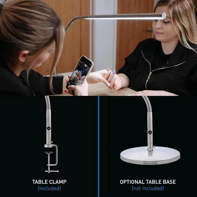 Alt view image 4 of 7 - Daylight Company, LLC U35108 Slimline 3 Table Lamp-LED-80 CRI-Eye Care-4 Brightness Levels, 3,000 LUX at 30 cm, 1,065 LUMENS-4 Step DIMMER Mode, Brushed Steel, 25.6 x 30 x .8