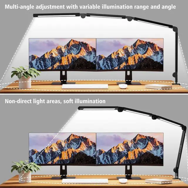 Alt view image 7 of 7 - LED Desk Lamp with Clip,Flexible 4 Section 3 Light Source Office Desk Lamp,4 Color Temperatures and 5 Brightness Level Desk Light,Night Eye Protection Task Table Lamp for Home Office Studio Study Nail
