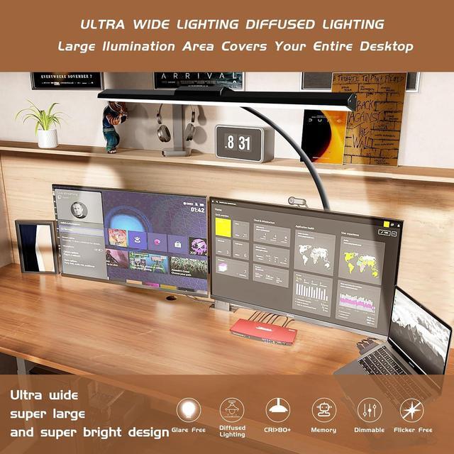Alt view image 4 of 6 - LED Desk Lamps for Home Office Eye-Caring Architect Lamp with Clamp 3 Colors 10 Brightness Adjustable Gooseneck Table Light with Key Control Workbench LED Reading Lamp [with Adatper]