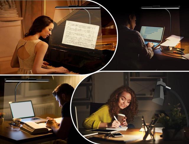 Alt view image 6 of 6 - LED Desk Lamps for Home Office Eye-Caring Architect Lamp with Clamp 3 Colors 10 Brightness Adjustable Gooseneck Table Light with Key Control Workbench LED Reading Lamp [with Adatper]