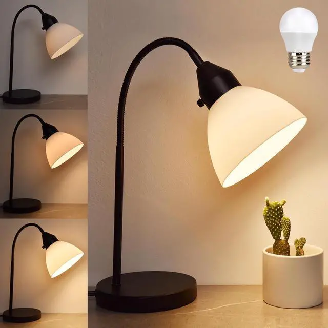 Main image of LED Desk Lamp for Home Office, 3 Levels Dimmable Reading Light Flexible Gooseneck Table Lamp for Bedside Office, Rotary Switch Control, Bulb Included