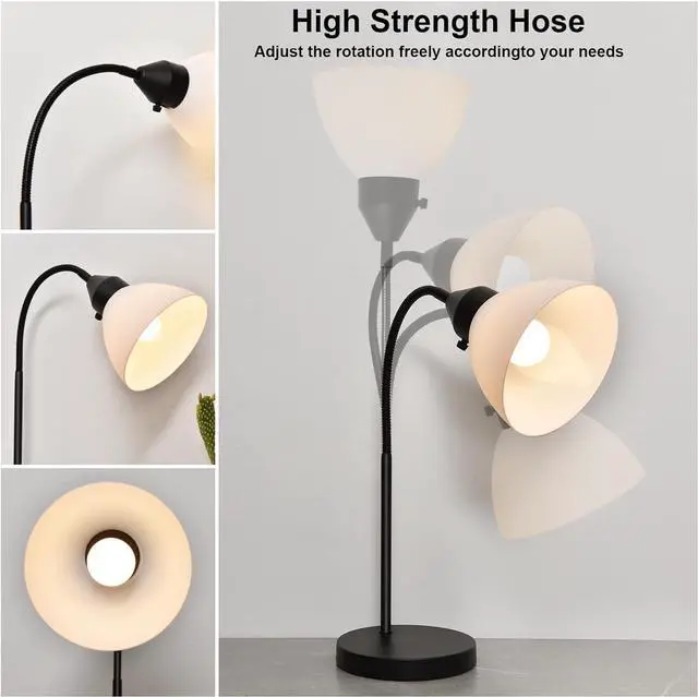 Alt view image 3 of 7 - LED Desk Lamp for Home Office, 3 Levels Dimmable Reading Light Flexible Gooseneck Table Lamp for Bedside Office, Rotary Switch Control, Bulb Included