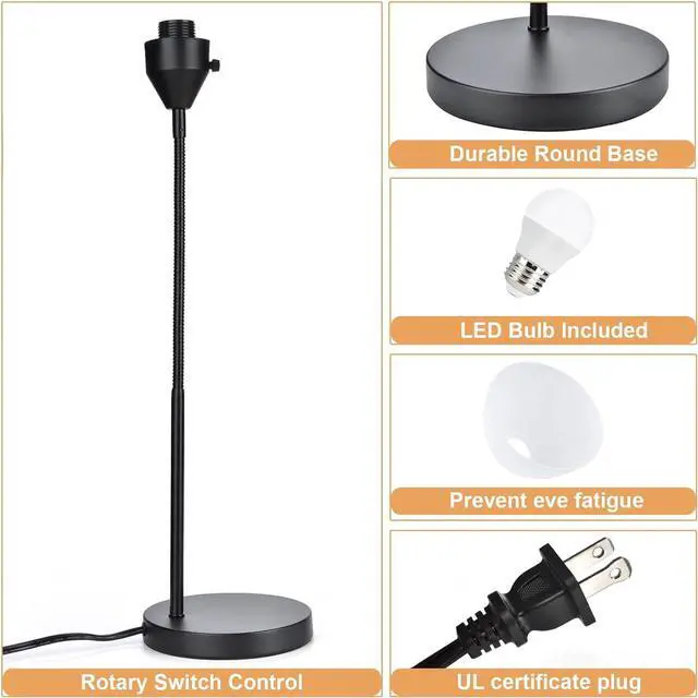 Alt view image 5 of 7 - LED Desk Lamp for Home Office, 3 Levels Dimmable Reading Light Flexible Gooseneck Table Lamp for Bedside Office, Rotary Switch Control, Bulb Included