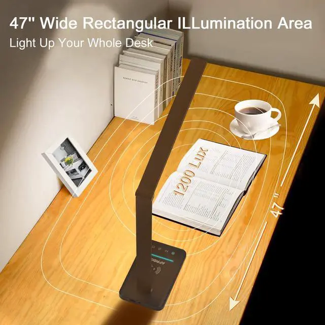 Alt view image 5 of 7 - AFROG 8-in-1 4th Gen Multifunctional LED Desk Lamp with 10W Fast Wireless Charger,USB Charging Port,1200Lux Super Bright,5 Lighting Mode,7 Brightness£¬40 Min Timer,Night Light Function,5000K