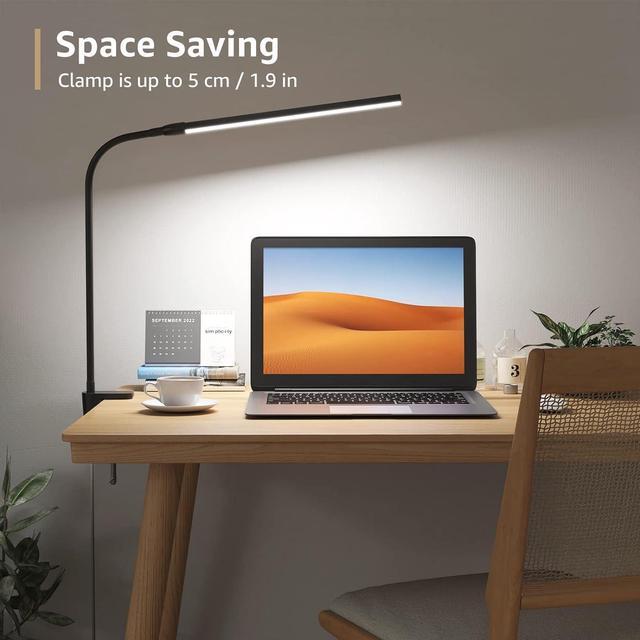 Alt view image 3 of 7 - Lepro Clip on Desk Lamp LED Reading Light Dimmable USB Clamp Lamp with 3 Color Modes 10 Brightness, Adjustable Flexible Gooseneck Table Light for Bed Headboard, Nail, Home Office, Computer(Black)