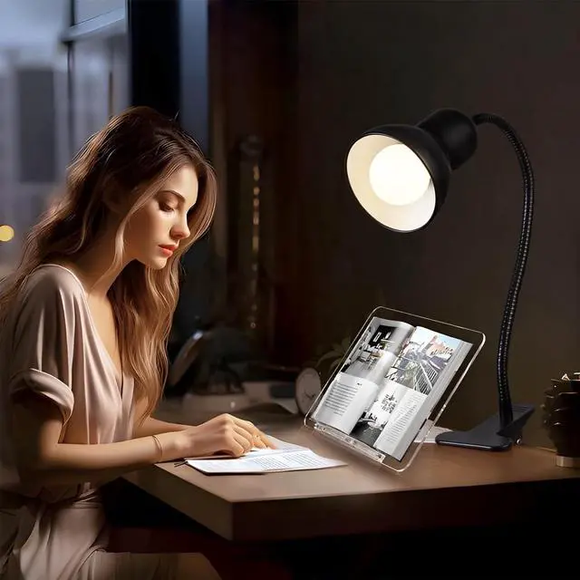 Alt view image 6 of 7 - Clip on Desk Lamp, 360° Rotating Ggooseneck Lamp, Ring Light, Revolutionary Eye-Caring Desk Lamp, Portable Clip-On Reading Light for Bedroom and Office, Study Clamp - The Ideal Home Lighting Solution