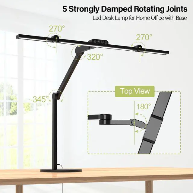 Alt view image 6 of 6 - Micomlan Architect Desk Lamp with Atmosphere Lighting, Adjustable Led Desk Light for Home Office with Base, 24W Bright Auto Dimming Table Light with Rotatable Swing Arm for Workbench Computer
