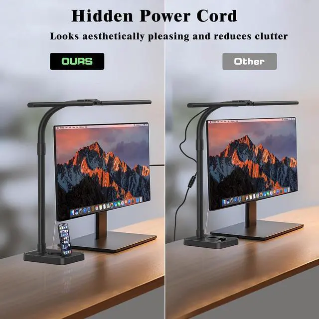 Alt view image 5 of 7 - LED Desk Lamp for Home Office, 24W Bright Desk Lamp with Phone Holder Base - 25 Lighting Modes Eye-Caring Desk Light Adjustable Gooseneck Lamp for Workbench Drafting Reading Study