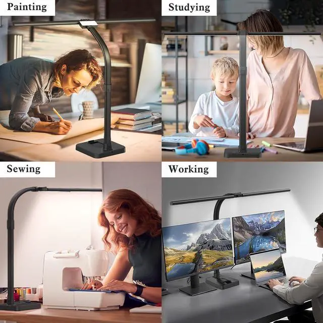 Alt view image 7 of 7 - LED Desk Lamp for Home Office, 24W Bright Desk Lamp with Phone Holder Base - 25 Lighting Modes Eye-Caring Desk Light Adjustable Gooseneck Lamp for Workbench Drafting Reading Study