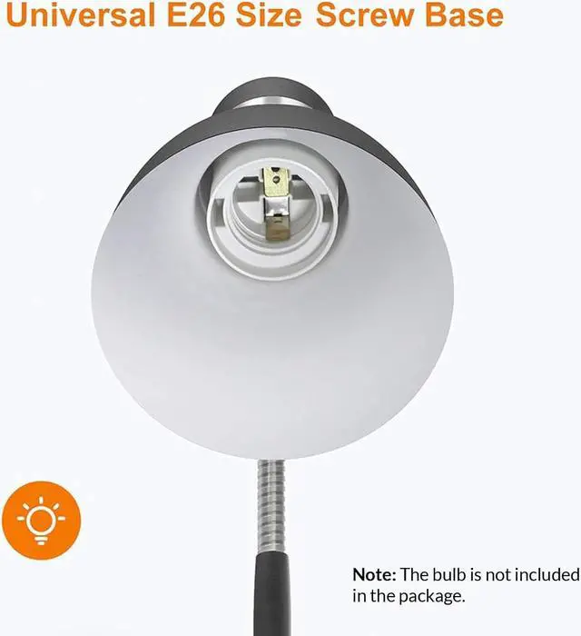 Alt view image 3 of 7 - LEPOWER Metal Desk Lamp, Eye-Caring Table Lamp, Study Lamps with Flexible Goose Neck for Bedroom, Home Office (Matte Black)