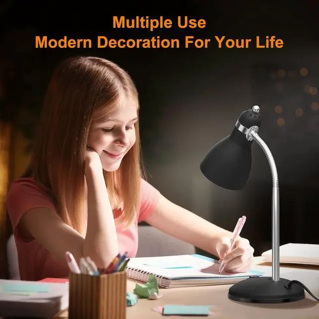 Alt view image 7 of 7 - LEPOWER Metal Desk Lamp, Eye-Caring Table Lamp, Study Lamps with Flexible Goose Neck for Bedroom, Home Office (Matte Black)