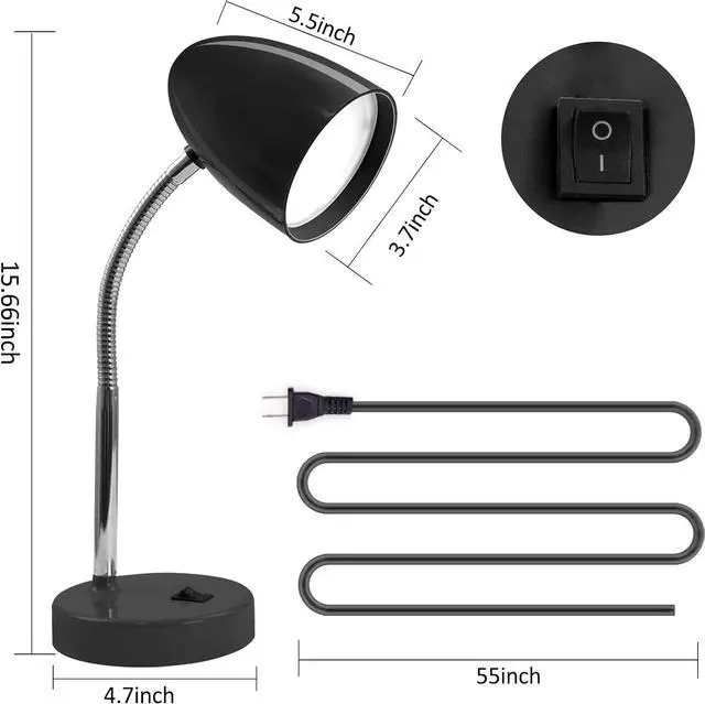 Alt view image 2 of 7 - ENERGETIC SMARTER LIGHTING LED Desk Lamp, Flexible Gooseneck with Table lamp, 3.5W 240LM 4000K Cool White Study Lamps for Bedroom and Office, Eye Protection, ETL Listed,Black