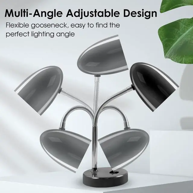 Alt view image 4 of 7 - ENERGETIC SMARTER LIGHTING LED Desk Lamp, Flexible Gooseneck with Table lamp, 3.5W 240LM 4000K Cool White Study Lamps for Bedroom and Office, Eye Protection, ETL Listed,Black