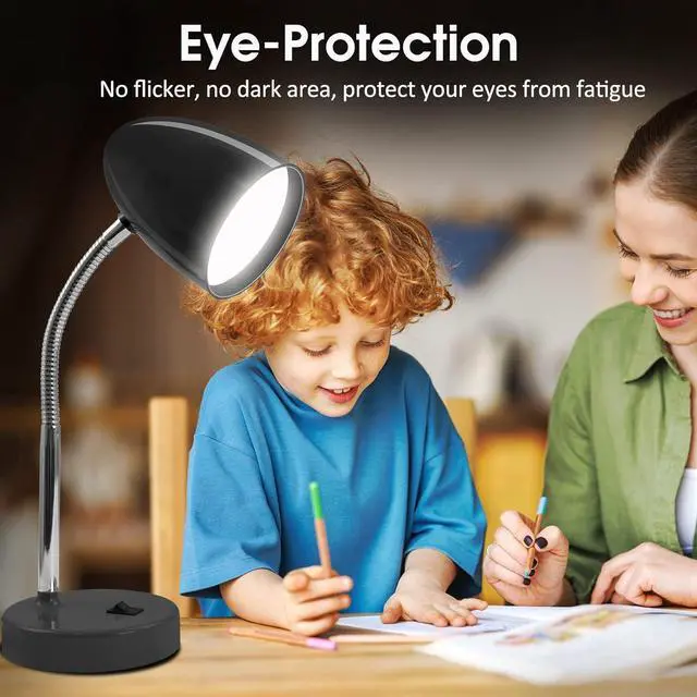 Alt view image 5 of 7 - ENERGETIC SMARTER LIGHTING LED Desk Lamp, Flexible Gooseneck with Table lamp, 3.5W 240LM 4000K Cool White Study Lamps for Bedroom and Office, Eye Protection, ETL Listed,Black