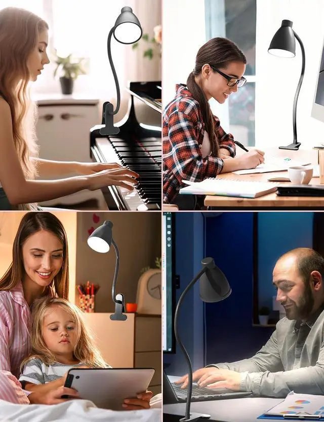 Alt view image 6 of 7 - BOHON Desk Lamp 3 Color Modes 10 Brightness Dimmer Reading Light 10W 38 LED Clamp Lamp with Auto Off Timer 360° Flexible Gooseneck Clip on Light for Bed Bedside, AC Adapter Include