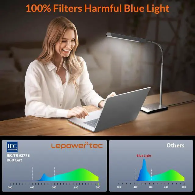 Alt view image 2 of 7 - LED Desk Lamp for Home Office, 750LM Eye-Caring Reading Desk Light, 12W Gooseneck Lamp for Desk, Touch Table Lamp with 3 Timer Function, 60 Lighting Modes, Bright Desk Lamps for Study