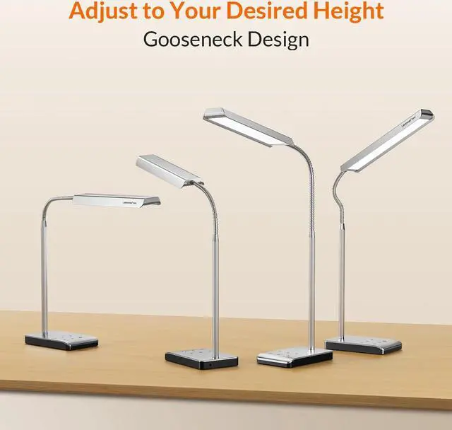 Alt view image 7 of 7 - LED Desk Lamp for Home Office, 750LM Eye-Caring Reading Desk Light, 12W Gooseneck Lamp for Desk, Touch Table Lamp with 3 Timer Function, 60 Lighting Modes, Bright Desk Lamps for Study