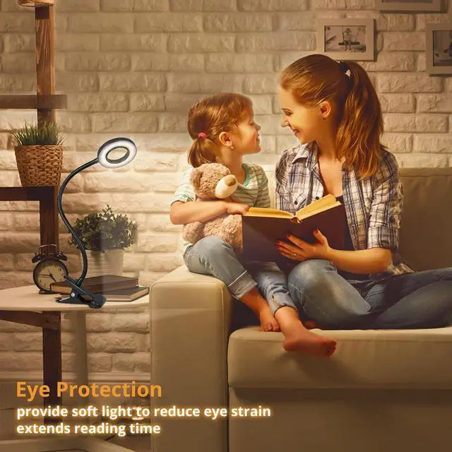 Alt view image 2 of 6 - iVict Desk Lamp Clip on Light, 48 LEDs USB Clip Ring Light with 3 Color Modes 10 Dimmable Brightness, Eye Protection Desk Light, 360° Flexible Gooseneck for Desk Headboard Reading