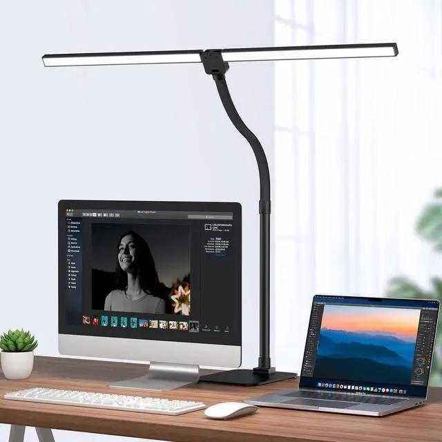 Alt view image 7 of 7 - Desk Lamp Architect Task Dual Head Modern Flexible Gooseneck Tall Dimmable Light for Home Office, 5 Color Modes,Remote Control, 1500lm 24W Extra Bright Lighting