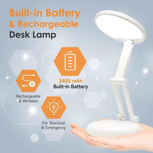 Alt view image 3 of 7 - Battery Operated Lamp Rechargeable Lamp Foldable & Portable Light, 8 Brightness Dimmable Cordless Lamp Rechargeable Light Wireless Lamp Mini Lamp, Battery Lamp Battery Lights Nail Light for Desk, LED