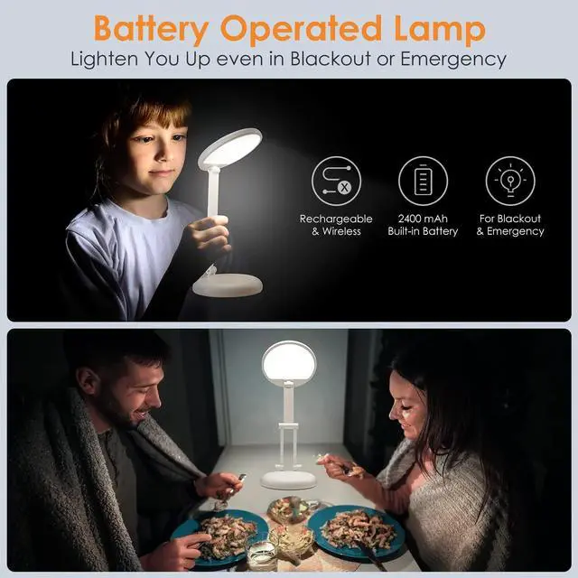 Alt view image 7 of 7 - Battery Operated Lamp Rechargeable Lamp Foldable & Portable Light, 8 Brightness Dimmable Cordless Lamp Rechargeable Light Wireless Lamp Mini Lamp, Battery Lamp Battery Lights Nail Light for Desk, LED