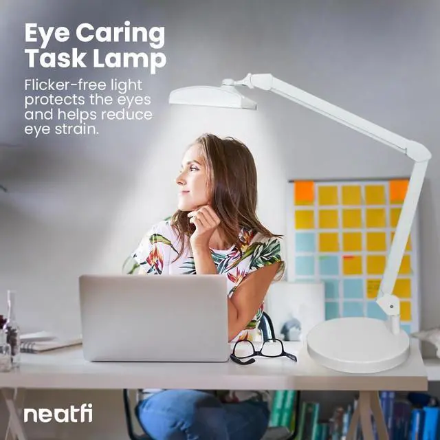 Alt view image 2 of 7 - Neatfi 3,500 Lumens Ultra Task Lamp, 26 Inches Metal Lamp, Dimmable, 45W Super Bright LED Desk Lamp, 270 Pcs SMD LEDs (Non-CCT with Base, White)