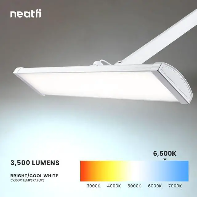 Alt view image 4 of 7 - Neatfi 3,500 Lumens Ultra Task Lamp, 26 Inches Metal Lamp, Dimmable, 45W Super Bright LED Desk Lamp, 270 Pcs SMD LEDs (Non-CCT with Base, White)