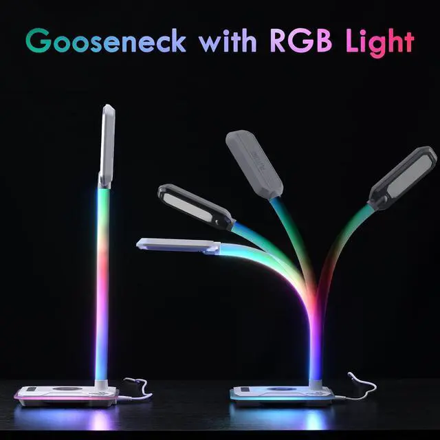 Alt view image 6 of 7 - WILIT Gaming Desk Lamp, LED Desk Lamp with Wireless Charger&USB Charging Port, RGB Color Changing Touch Control Table Lamp with Dimmable 3 Color Temperature, Desktop Lamp for Home Office